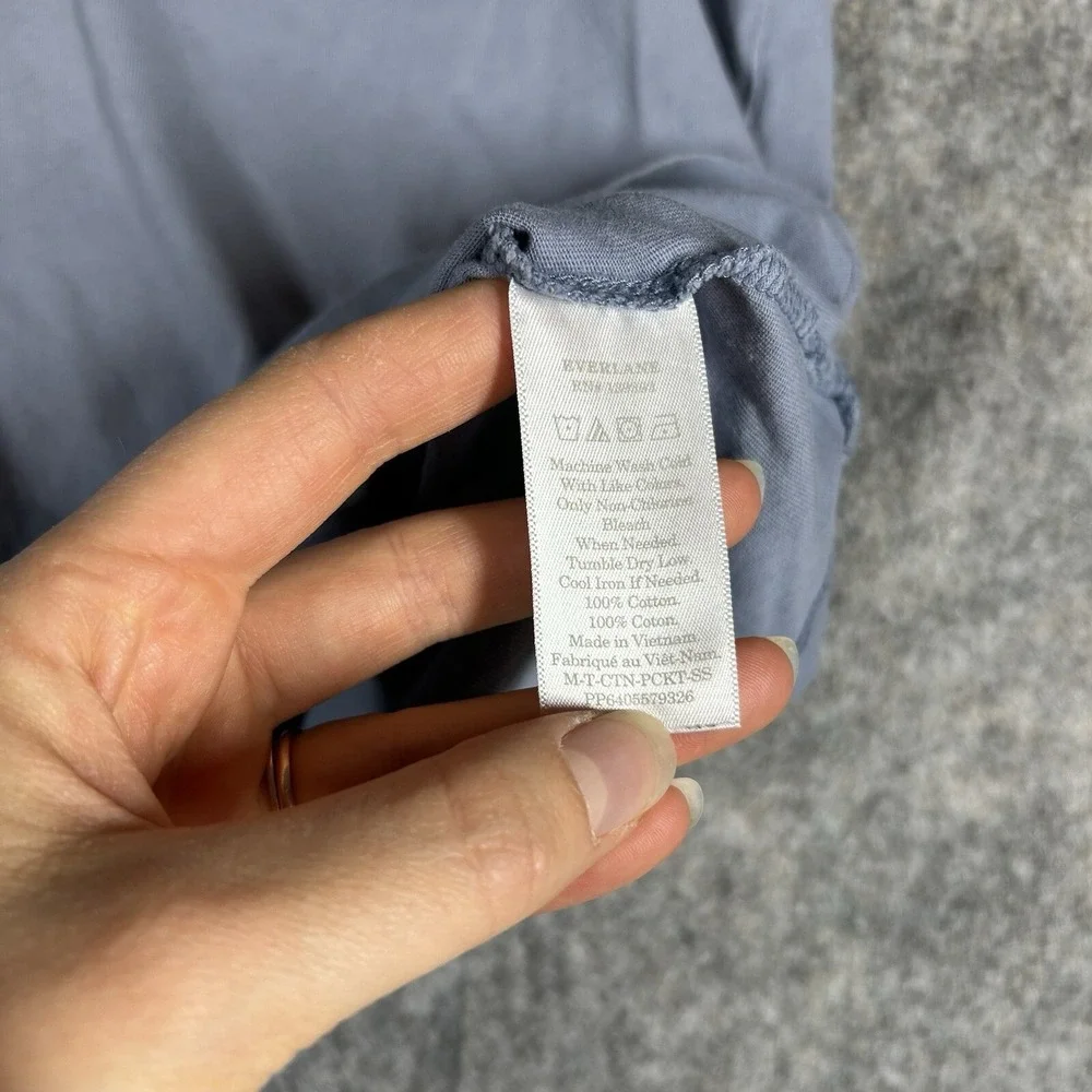 Everlane T-Shirt Men's Small Pocket Cotton Tee Light Blue Casual Flaw - Picture 6 of 7